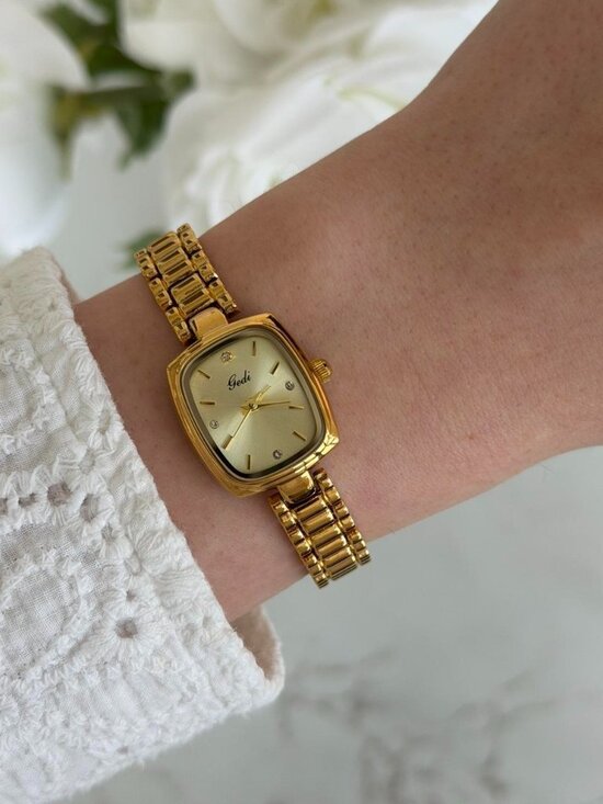 SKU0501 Retro Gold Women Minimalist Square Watch Bracelet Stainless steel main image 6